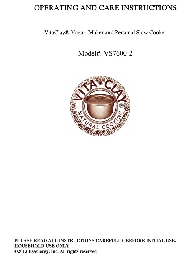 VITACLAY VS7600-2 Operating and care instructions