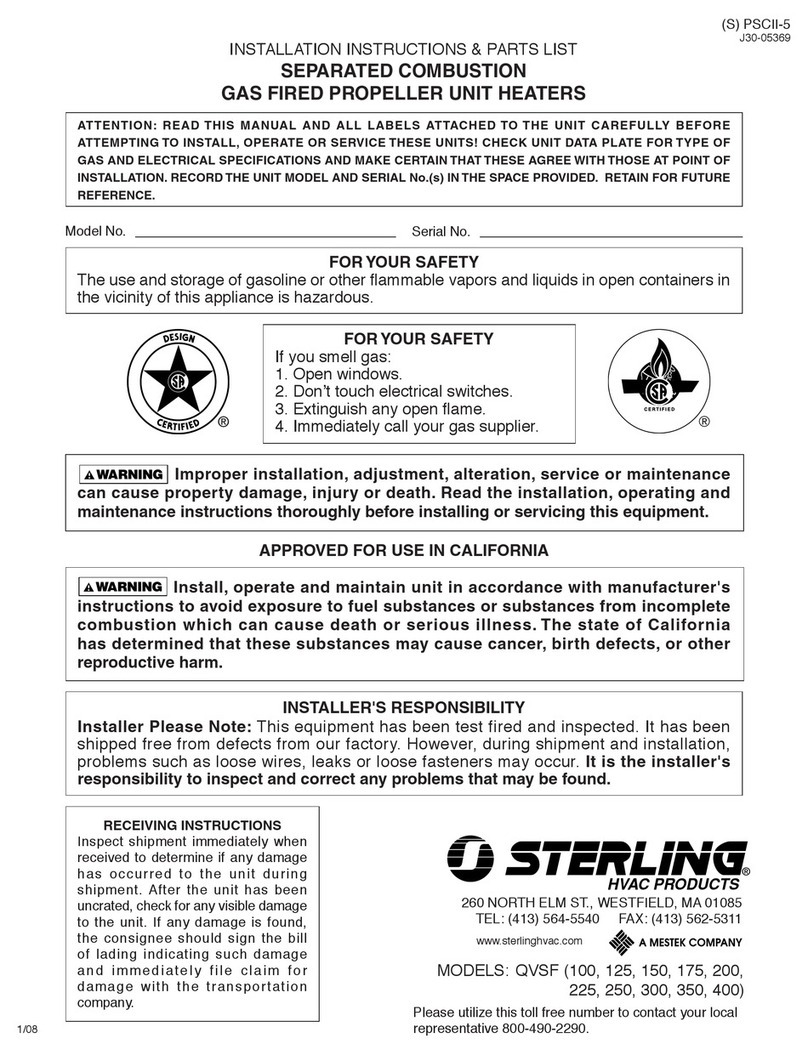 Sterling QVSF 100 Installation instructions & parts list