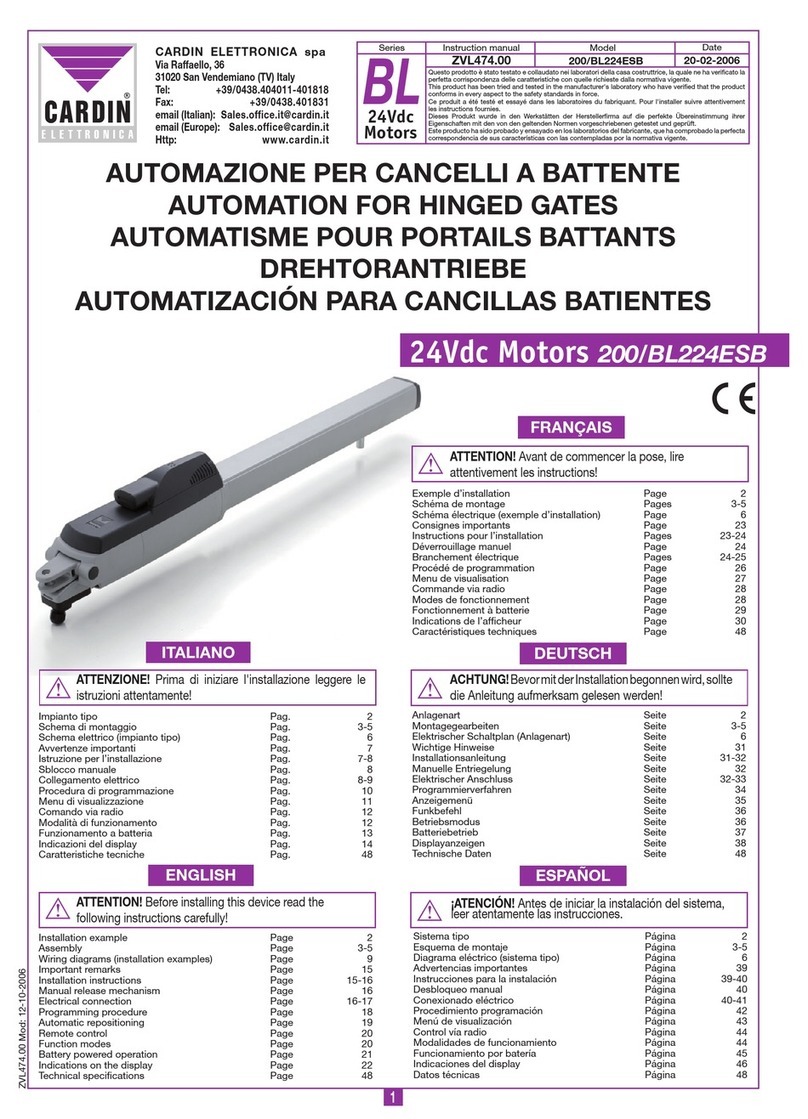 Cardin 200/BL224ESB user manual