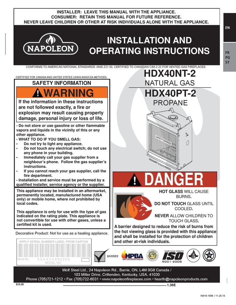 Napoleon NDX40NT-2 Installation and operating instructions