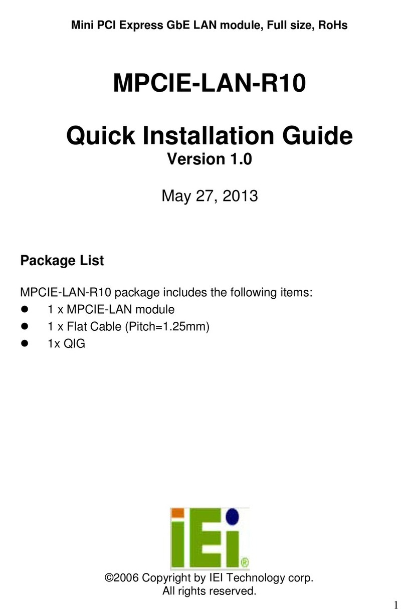 IEI Technology MPCIE-LAN-R10 Quick installation manual