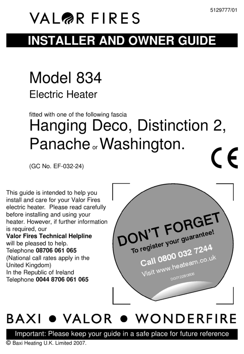 Valor Fires 834 Installer and owner guide