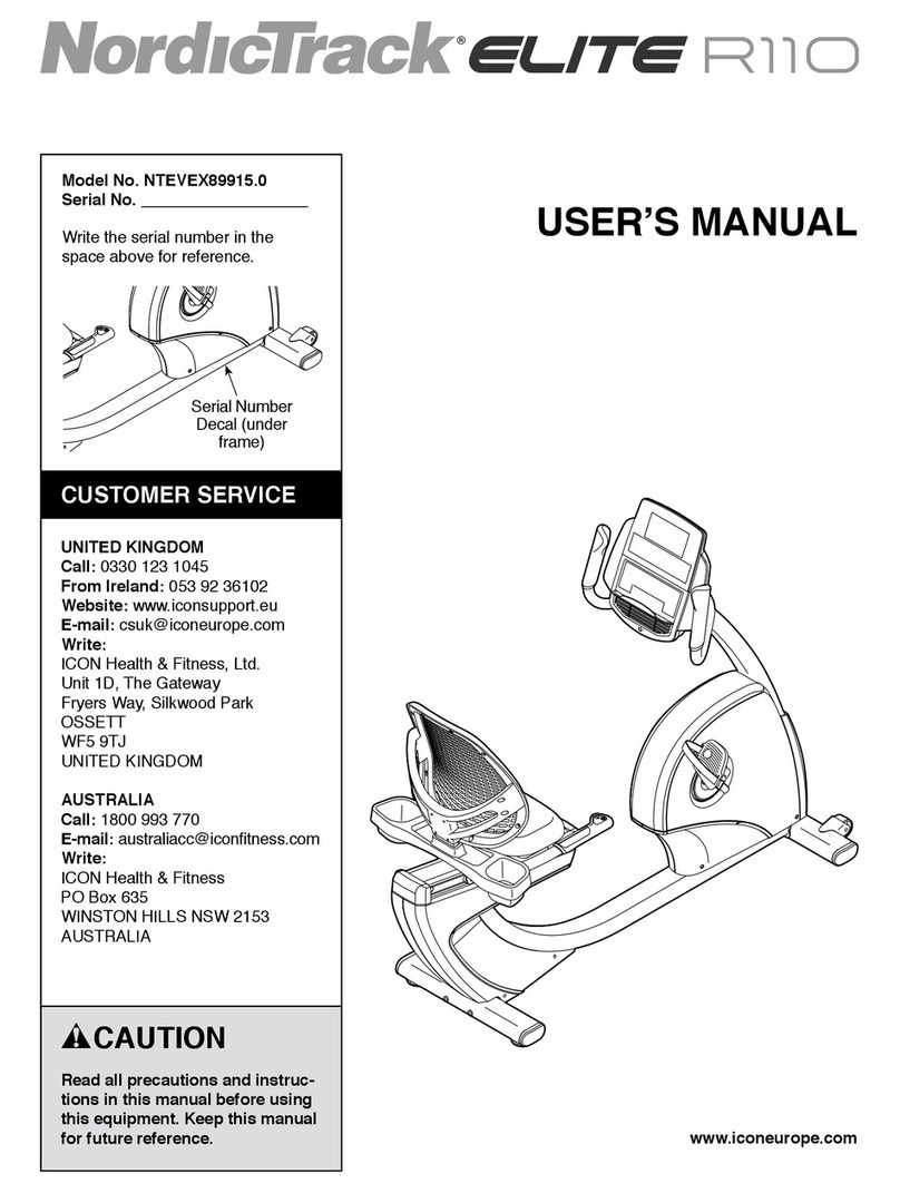 NordicTrack Elite R110 NTEVEX89915.0 User manual