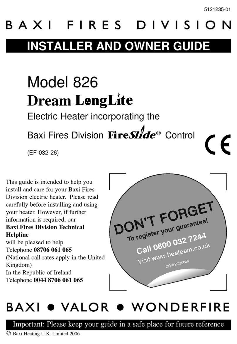 Baxi Fires Division 826 dream longlite Installer and owner guide Baxi Fires Division 826 dream longlite Installer and owner guide