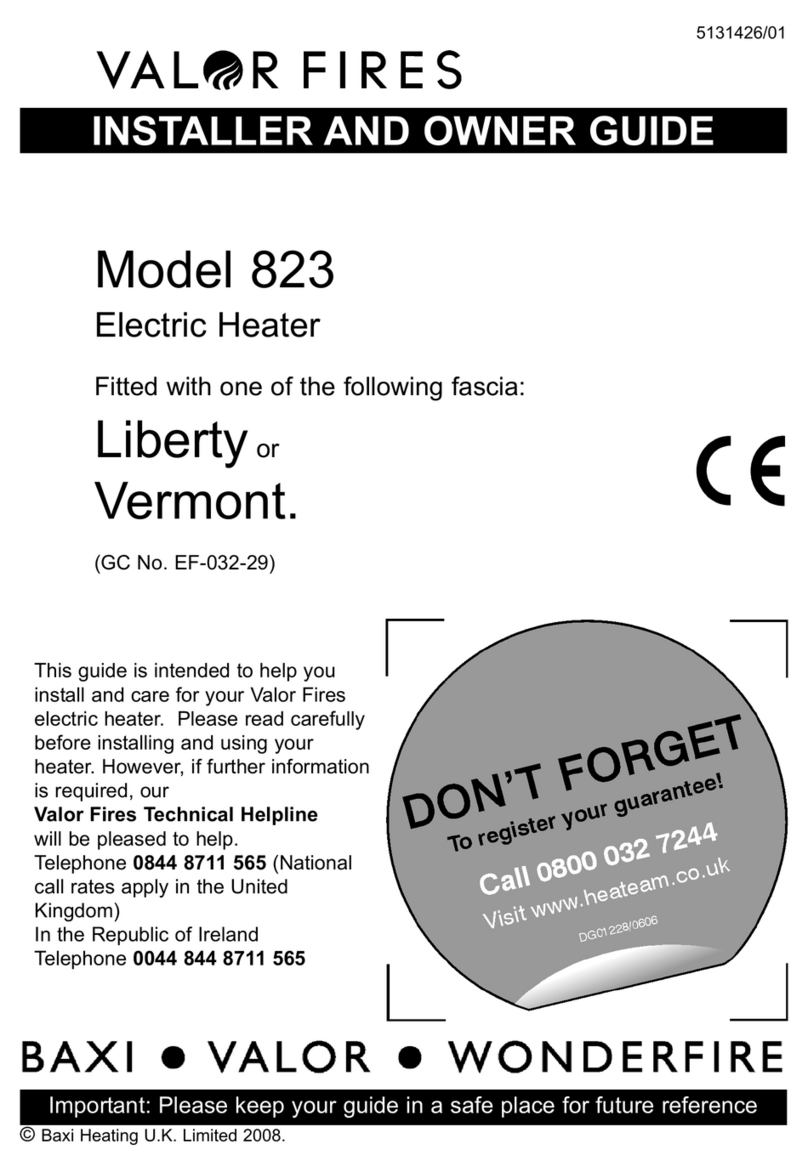 Valor Fires 823 Installer and owner guide