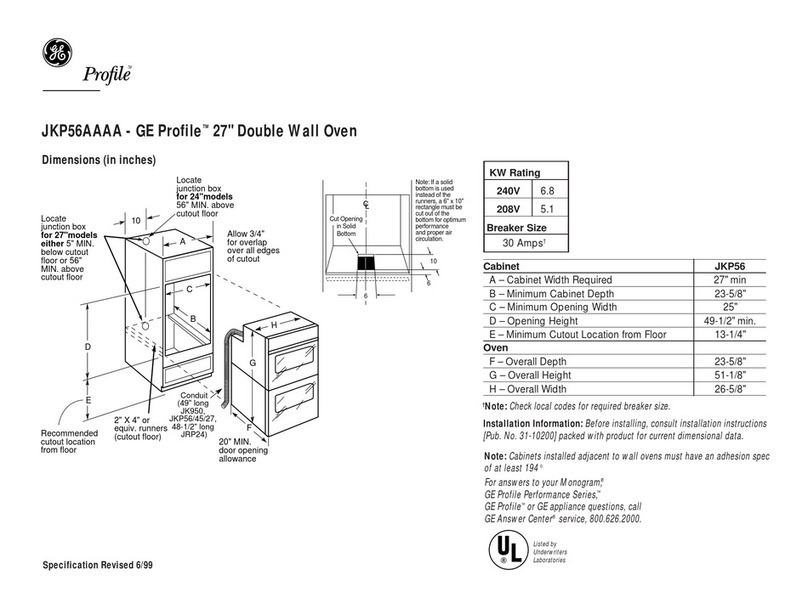 GE Profile JKP56AAAA User instructions
