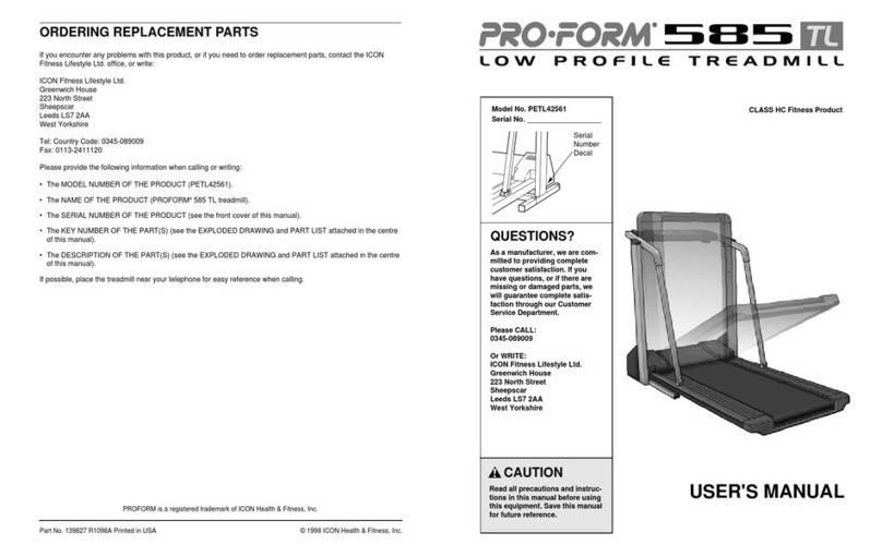 Pro-Form 585 TL PETL42561 User manual