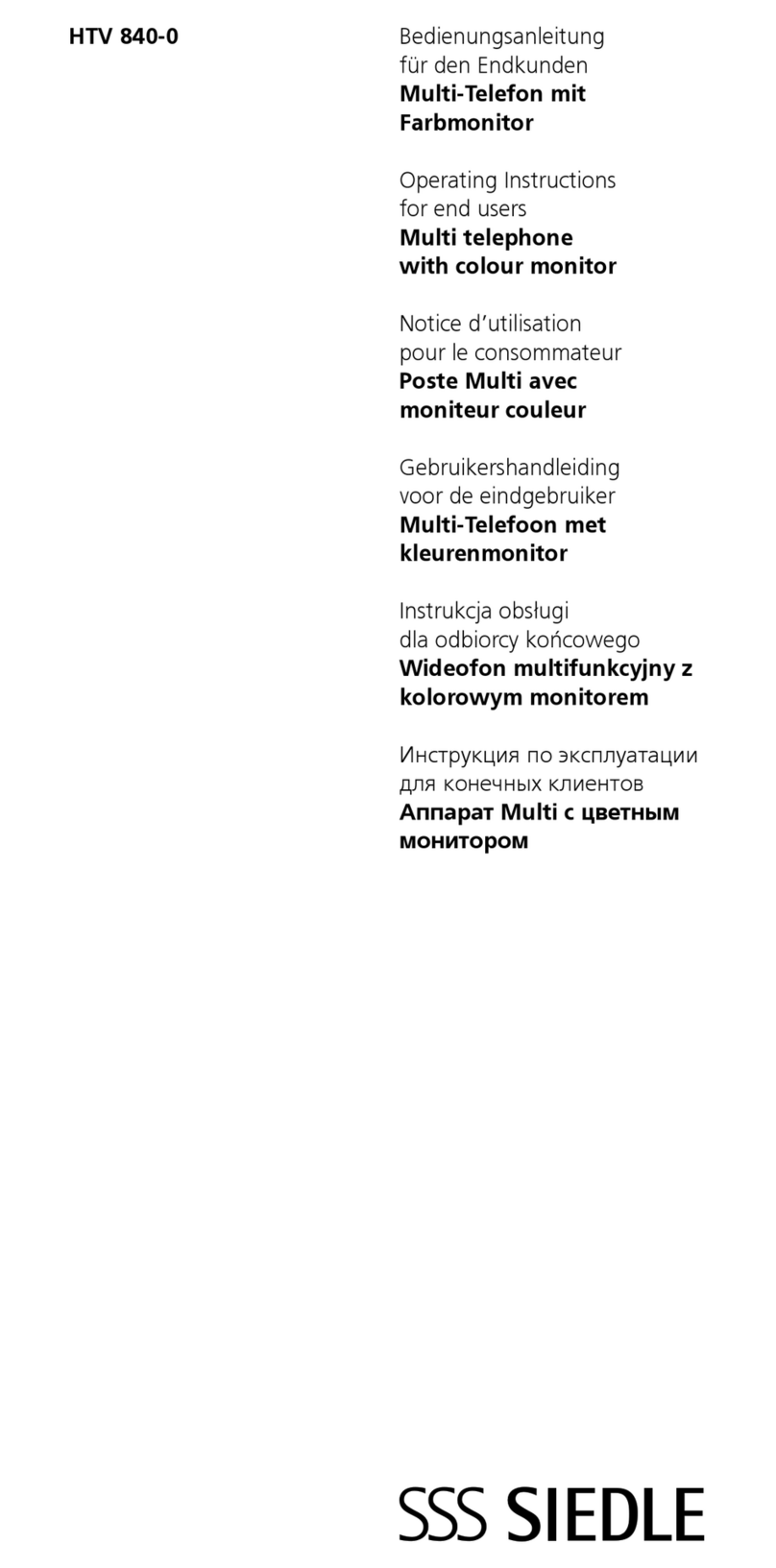SSS Siedle HTV 840-0 User manual SSS Siedle HTV 840-0 User manual