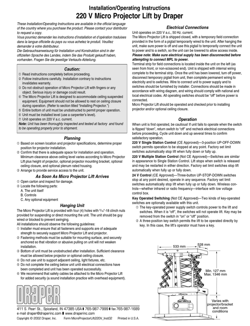 Draper Micro projector lift User manual