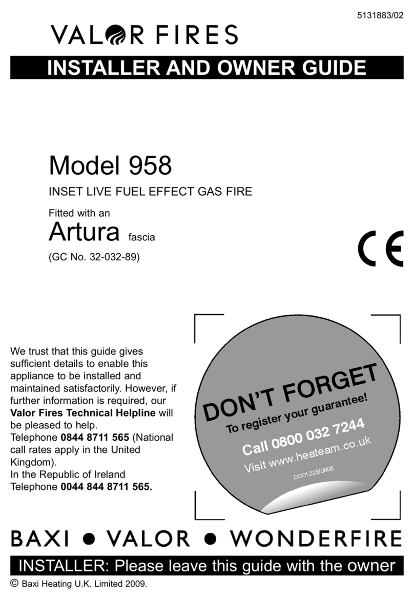 Valor Fires Artura 958 Installer and owner guide