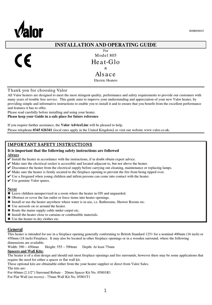 Valor 805 alsace Installation and operating guide