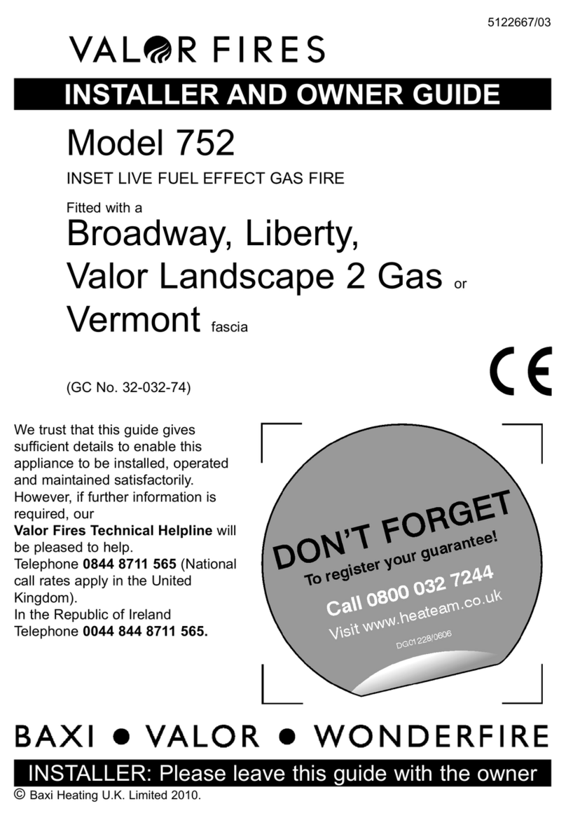 Valor Fires 752 Installer and owner guide