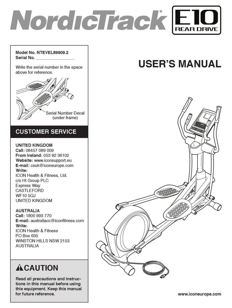 NordicTrack E10 REAR DRIVE NTEVEL89909.2 user manual