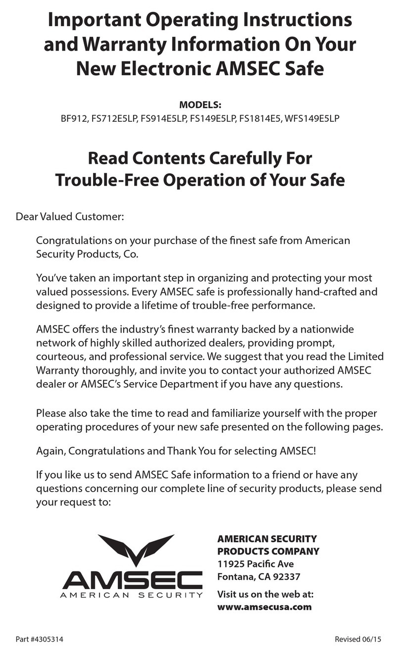 AMSEC BF912 Operating instructions and warranty AMSEC BF912 Operating instructions and warranty