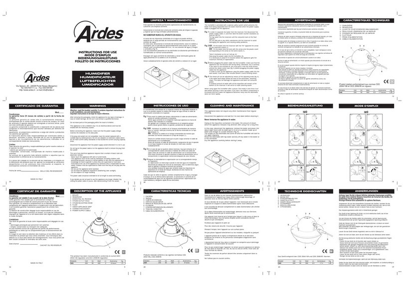 ARDES Articolo 820 User manual