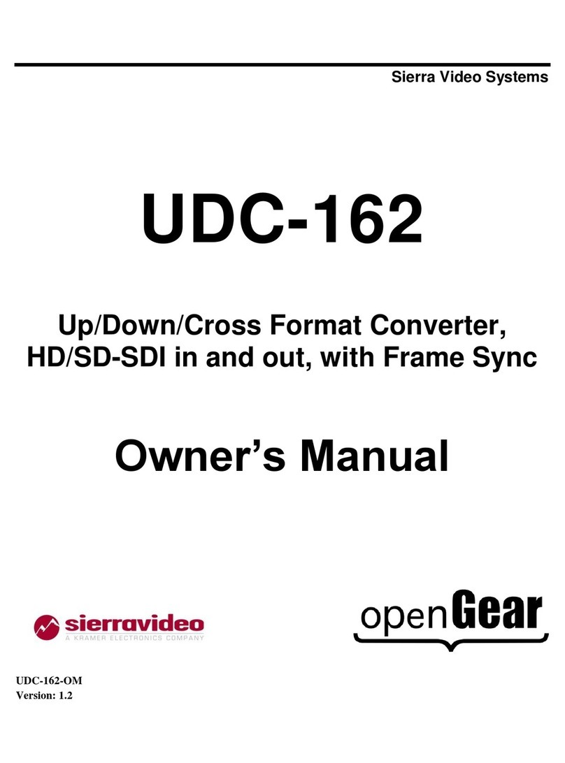 Sierra Video UDC-162 owner's manual