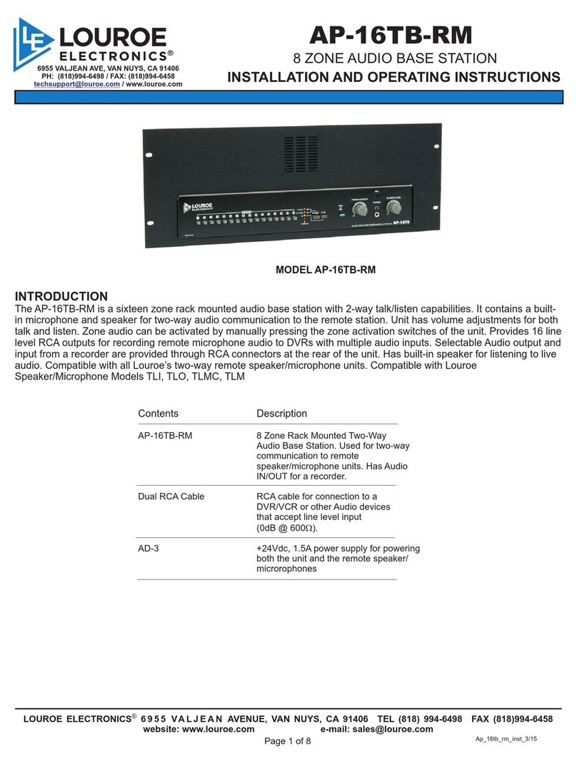 Louroe AP-16TB-RM Installation and operating instructions