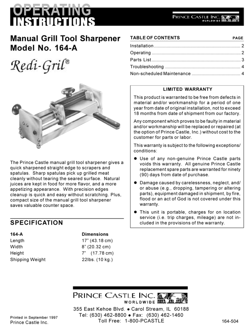Prince Castle 164-a operating instructions