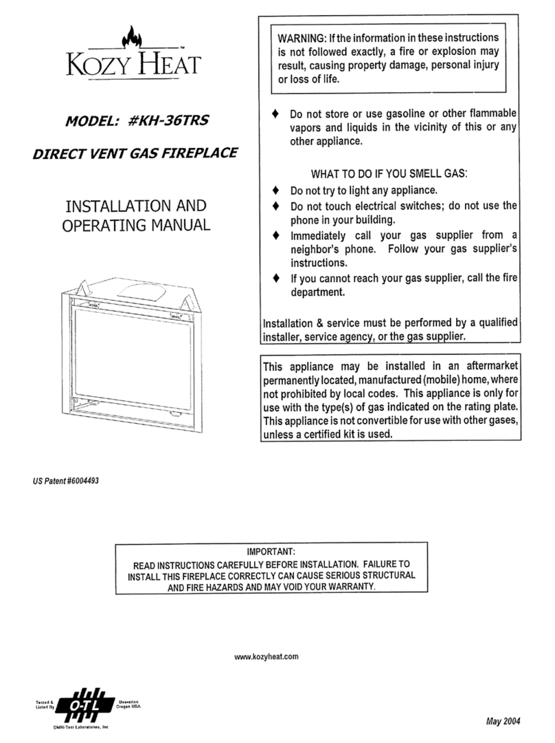 kozy heat KH-36TRS Installation and operating manual