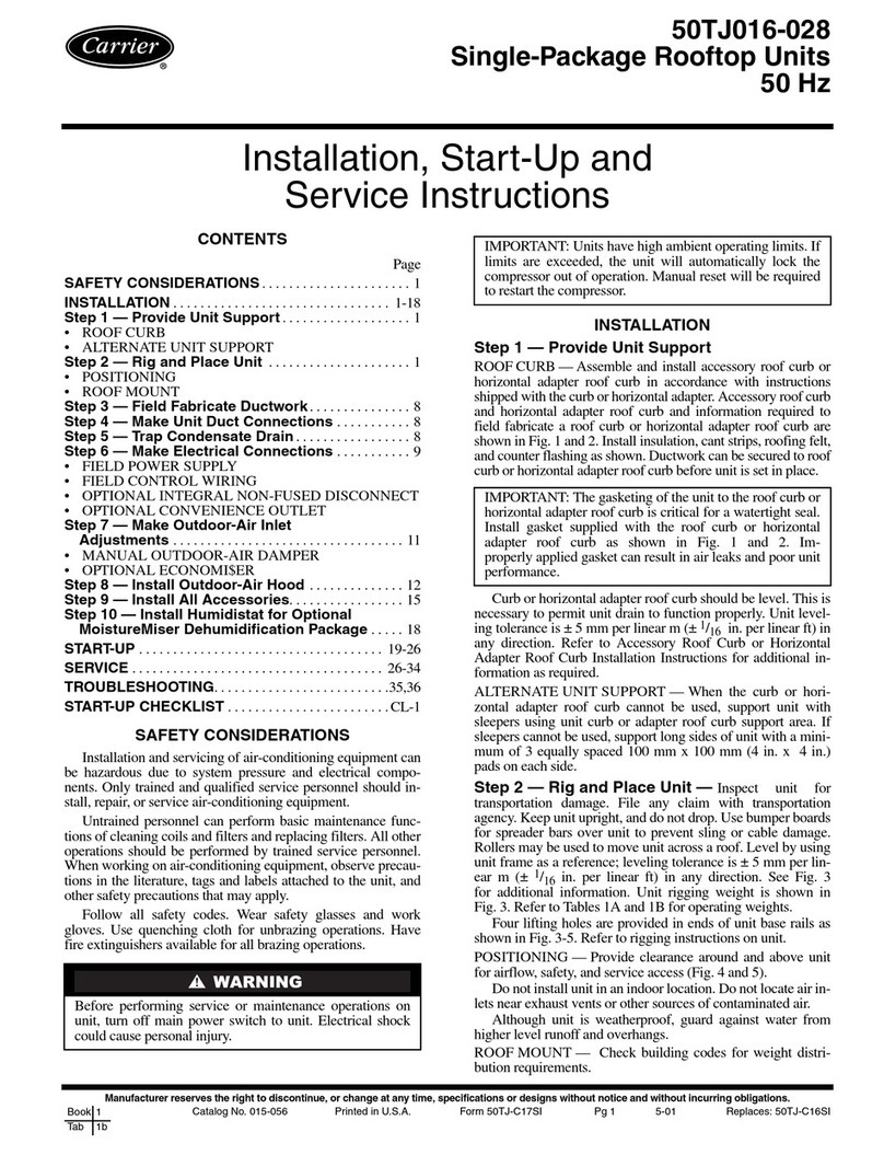 Carrier 50TJ016-028 Dimensions and installation guide
