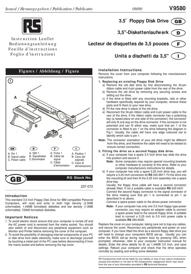 RS V9580 Instruction leaflet
