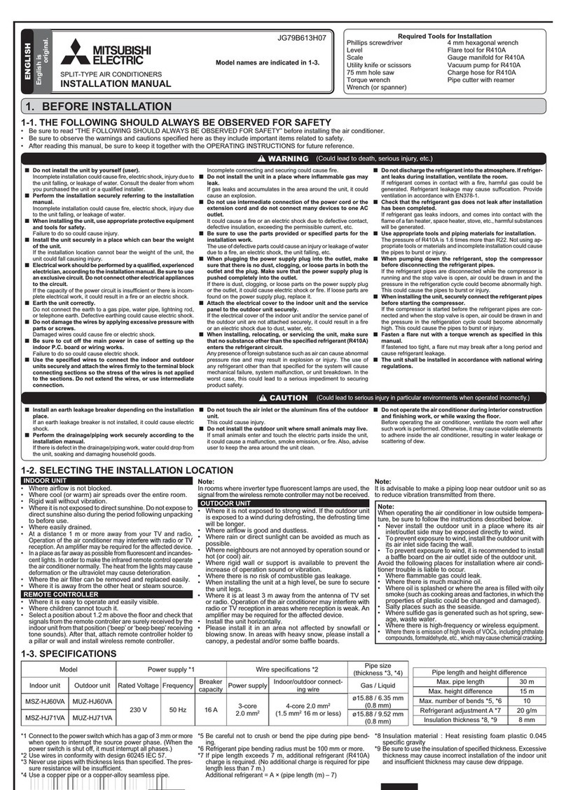 Mitsubishi Electric JG79B613H07 User manual