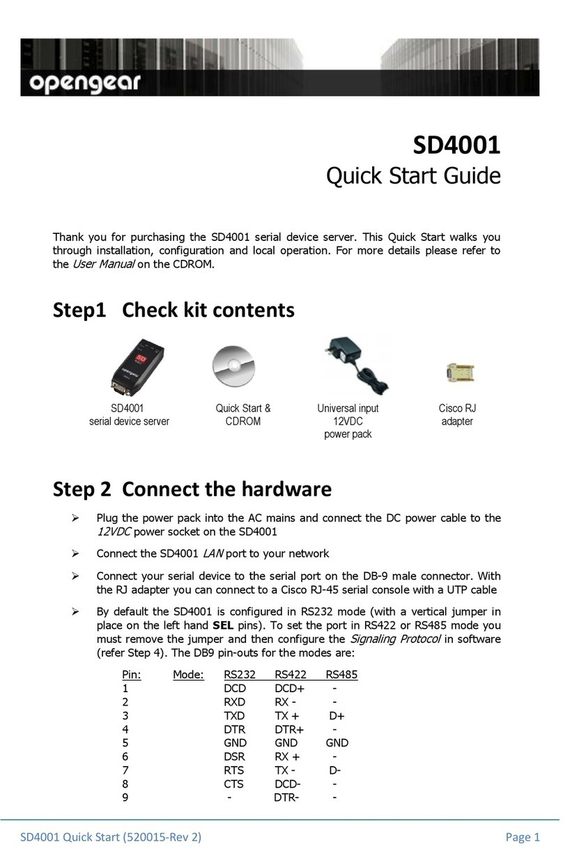 Opengear sd4001 quick start guide Opengear sd4001 quick start guide