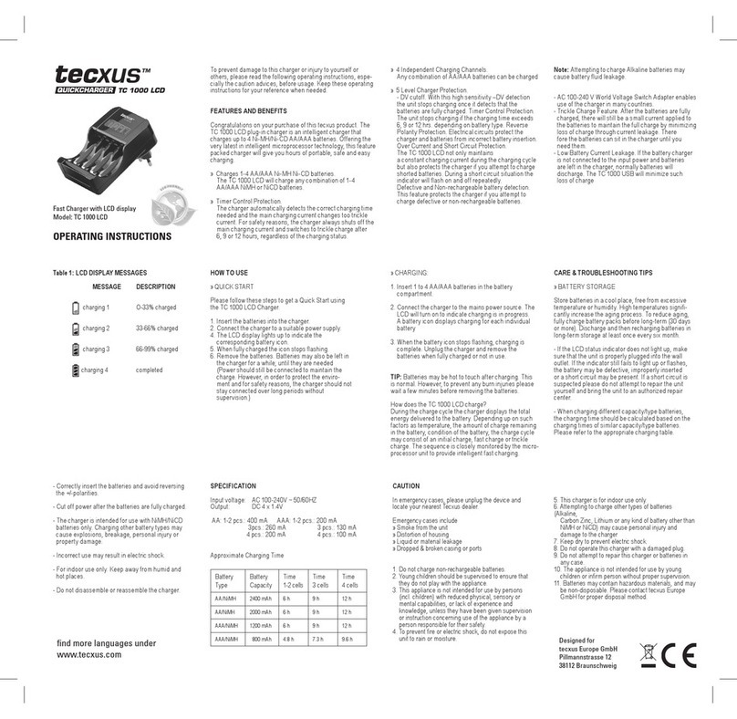 Tecxus TC 1000 LCD operating instructions