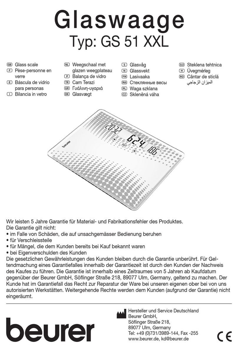Beurer GLASWAAGE GS 51 XXL operating instructions