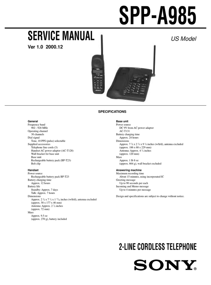 Sony SPP-A985 - Cordless Telephone With Answering... User manual Sony SPP-A985 - Cordless Telephone With Answering... User manual
