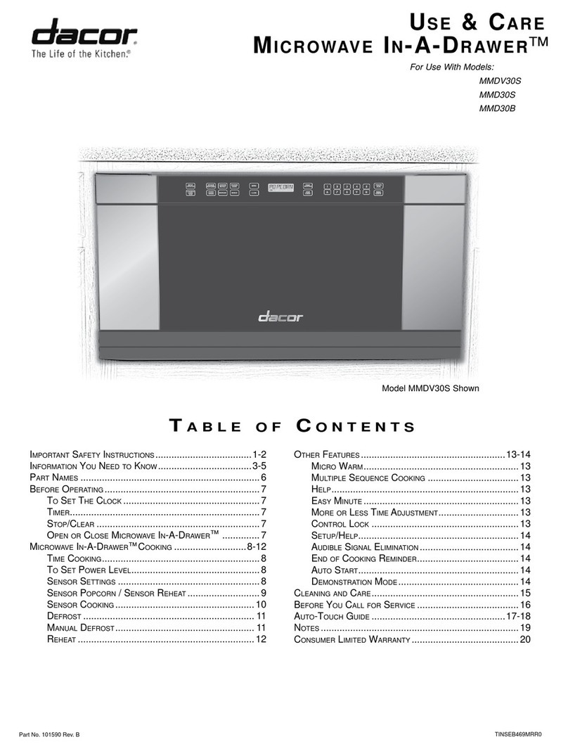 Dacor In-A-Drawer MMDV30S Owner's manual