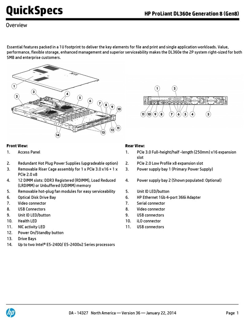 HP ProLiant DL360e Generation 8 User instructions