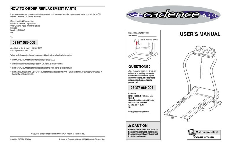 Weslo Cadence 630 user manual