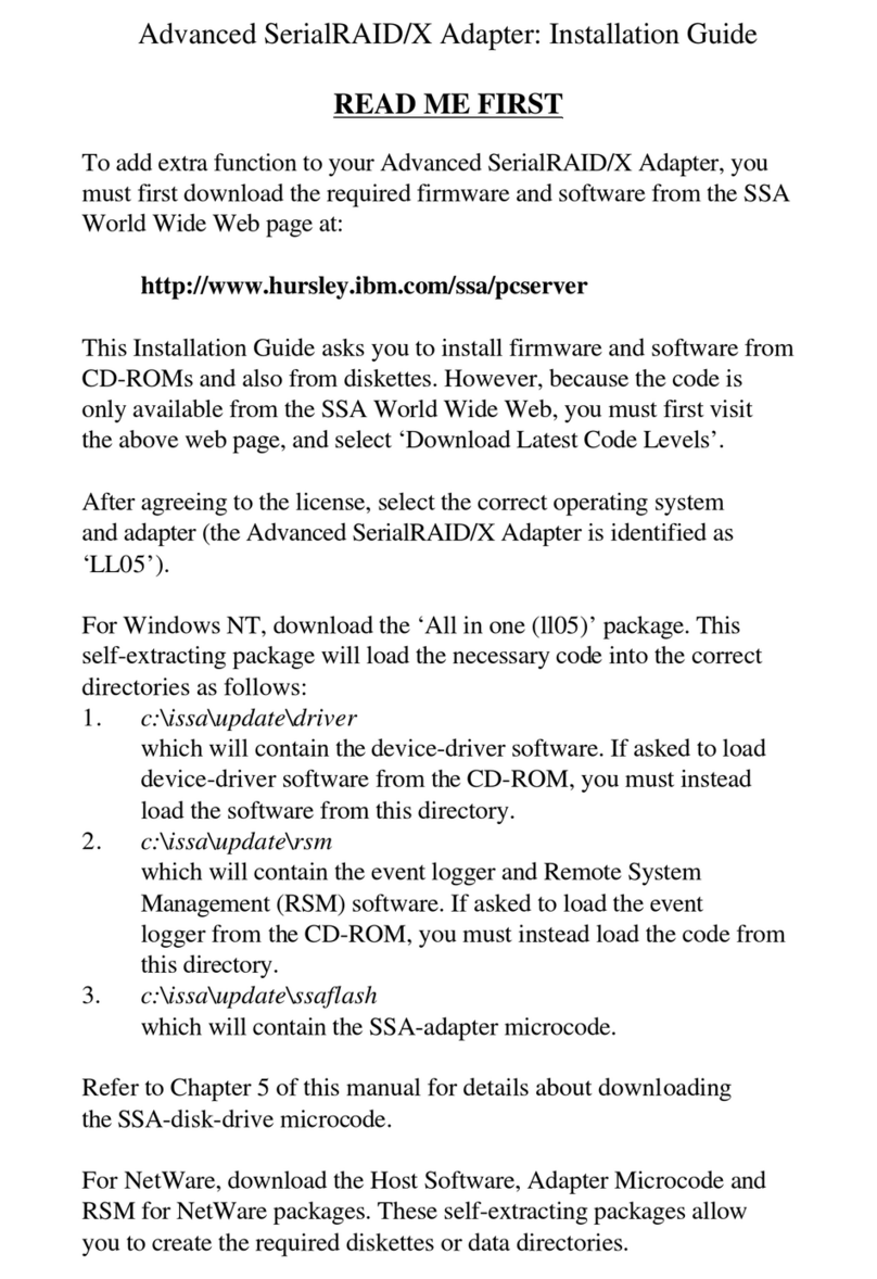 IBM Advanced SerialRAID/X User manual