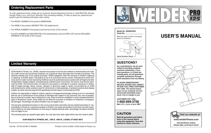 Weider PRO 125 user manual