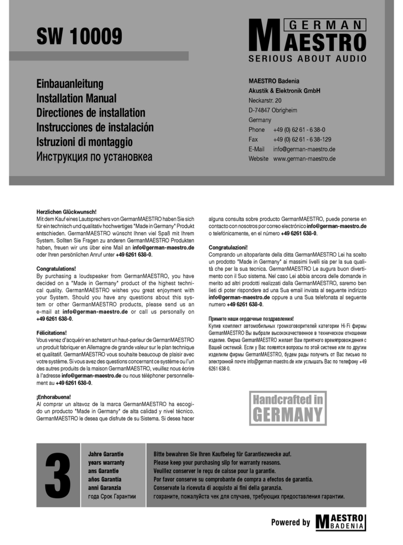 German Maestro SW 10009 installation manual