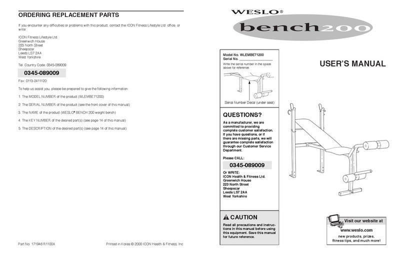 Weslo Bench 200 user manual
