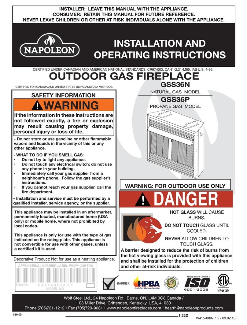 Napoleon GSS36N Installation and operating instructions Napoleon GSS36N Installation and operating instructions