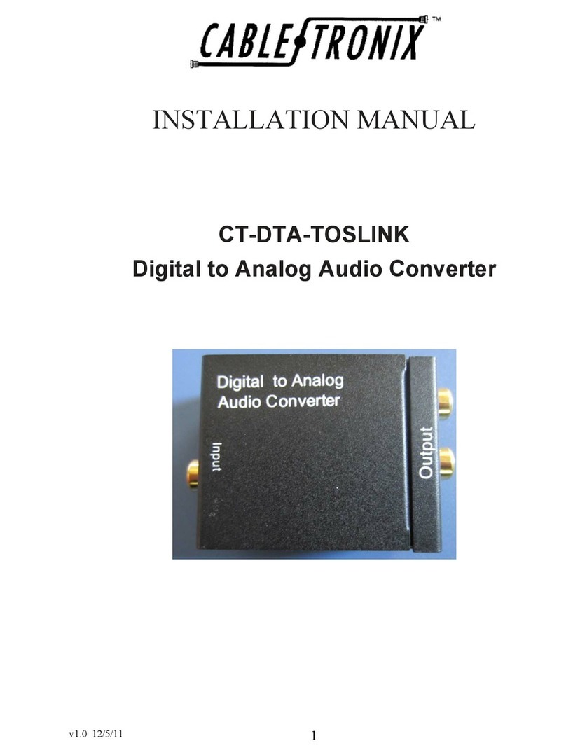 Cable-Tronix CT-DTA-TOSLINK installation manual Cable-Tronix CT-DTA-TOSLINK installation manual