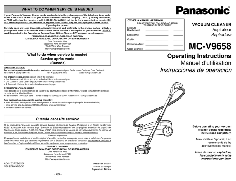 Panasonic MC-V9658 operating instructions