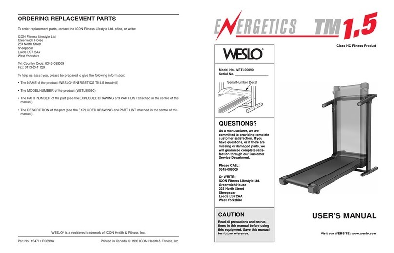 Weslo ENERGETICS TM1.5 User manual