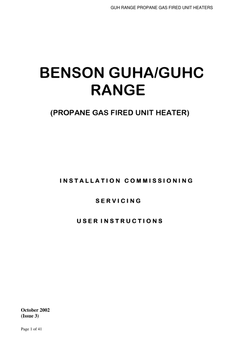 BENSON HEATING GUH100 Installation instructions