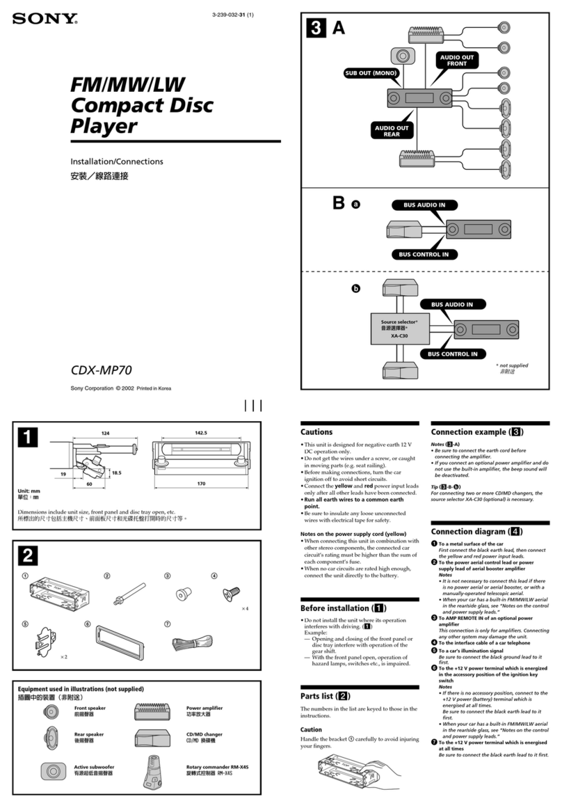 Sony CDX-MP70 Installation/Connection Product guide