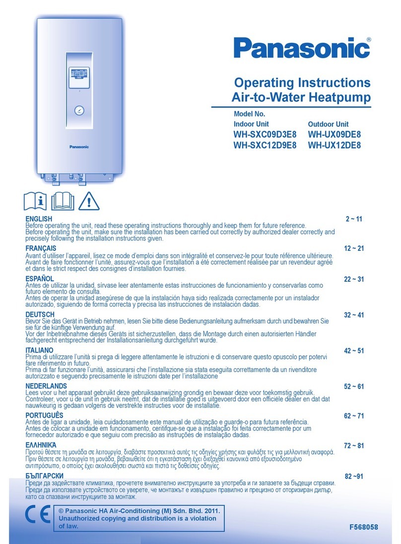 Panasonic WH-UX12DE8 operating instructions
