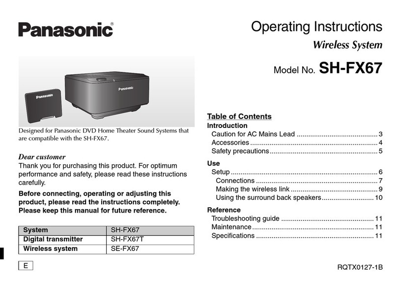 Panasonic SHFX67 - WIRELESS HOME THEATER SOUND SYSTEM User manual