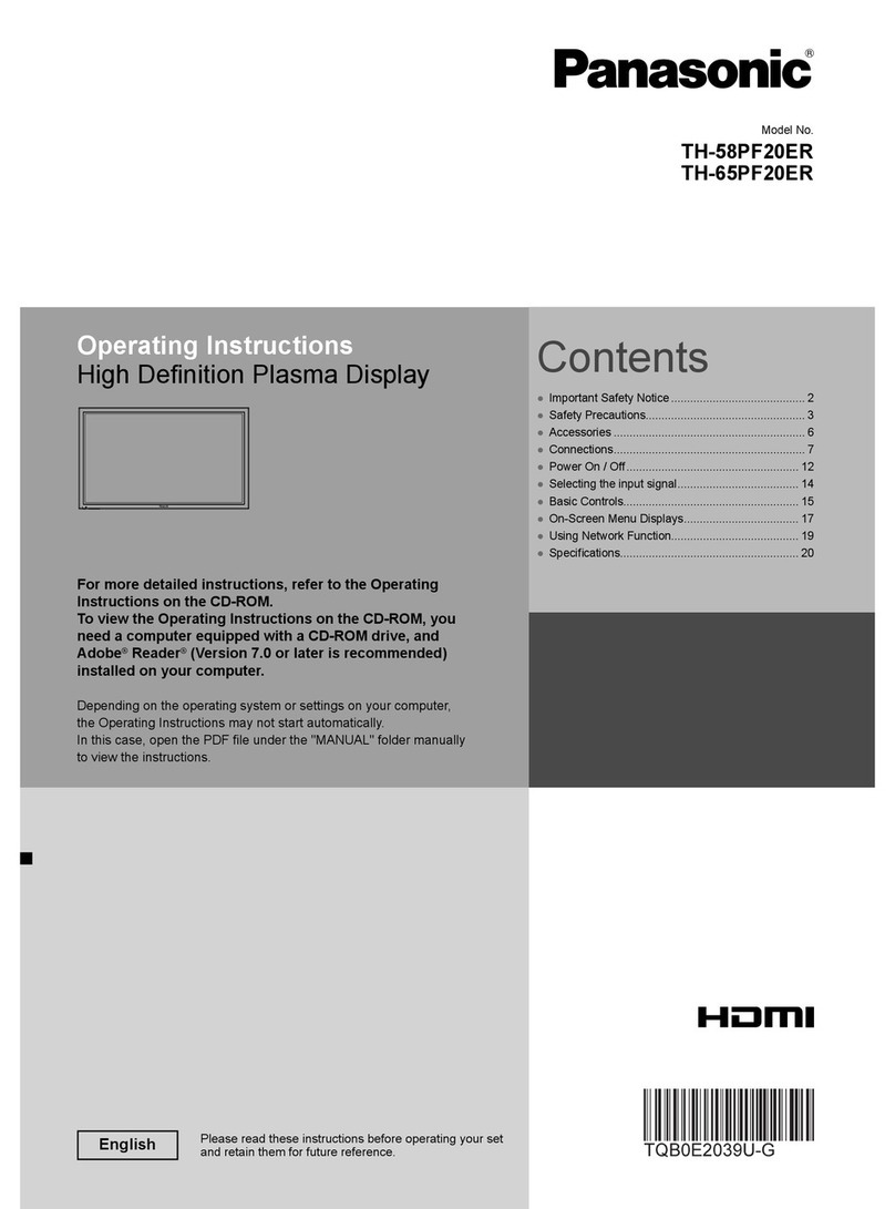 Panasonic TH-65PF20ER User manual Panasonic TH-65PF20ER User manual