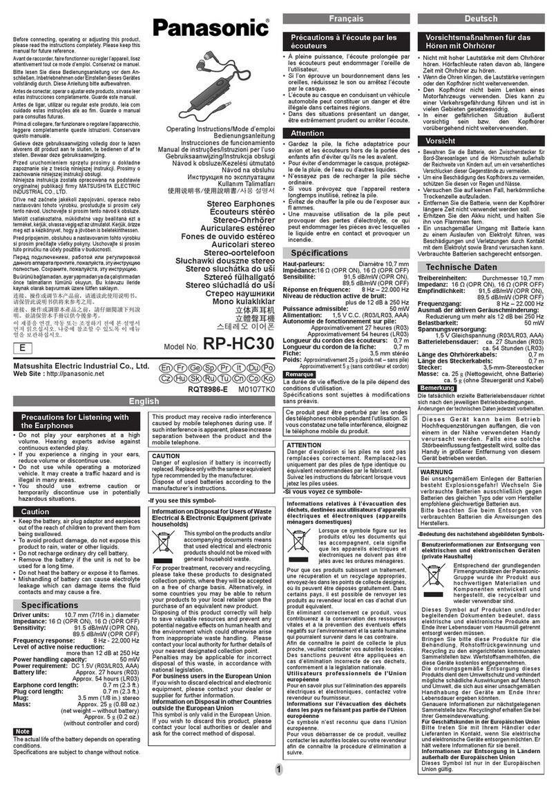 Panasonic RP-HC30 User manual