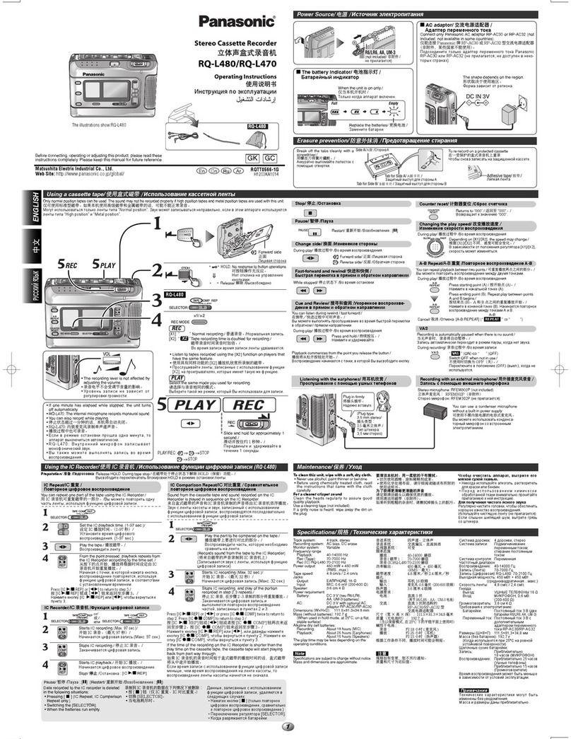 Panasonic RQL480 User manual