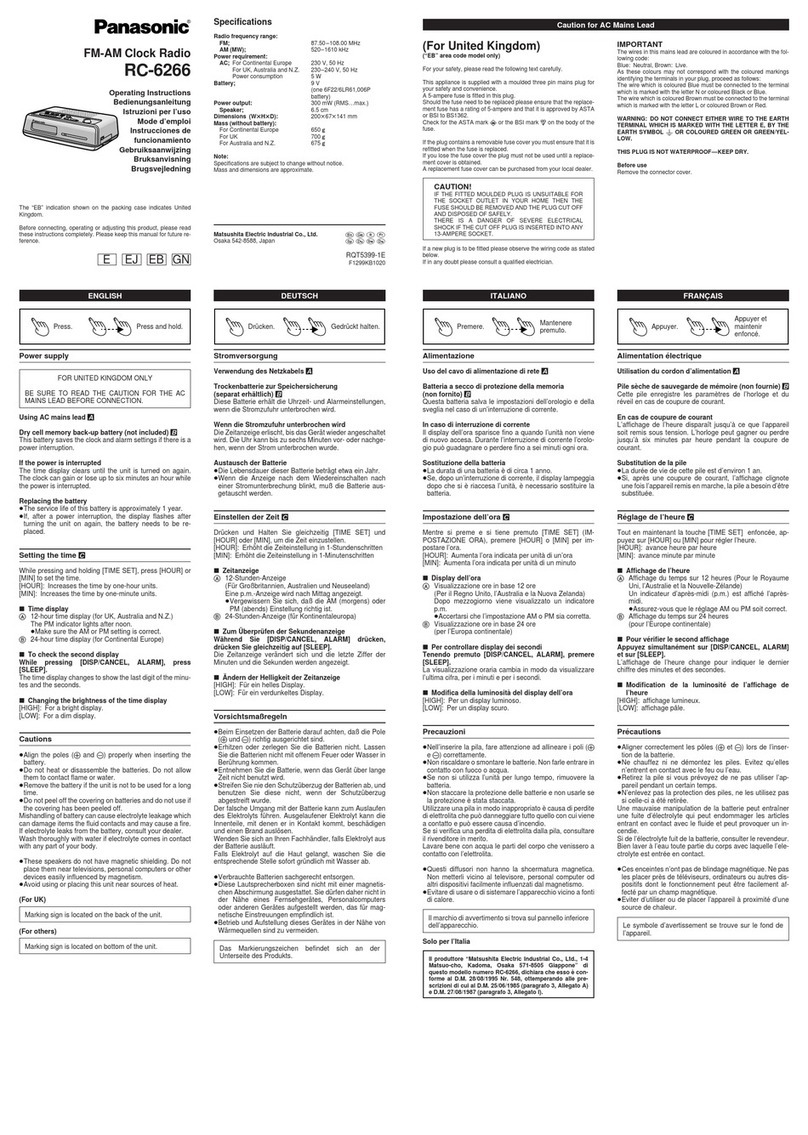 Panasonic RC-6266 User manual Panasonic RC-6266 User manual