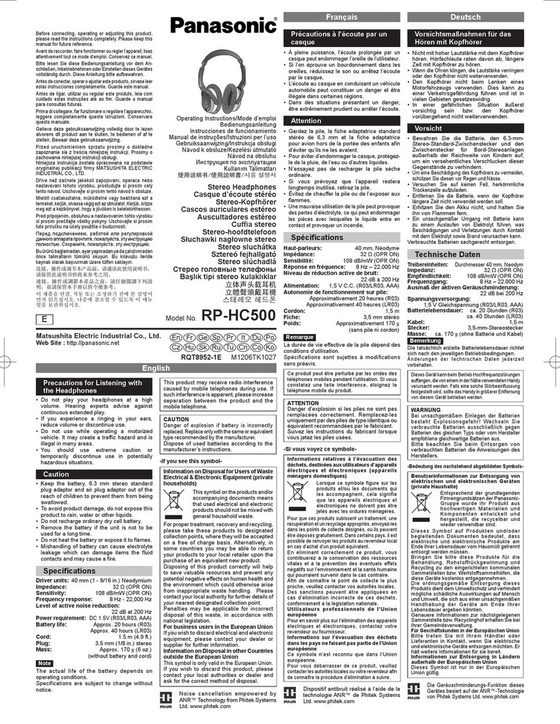 Panasonic RP-HC500 User manual